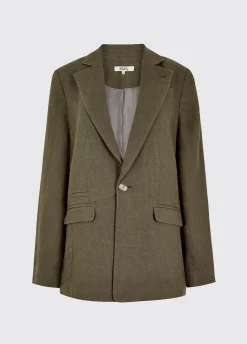 Avonlea Women’s Tailored Linen Jacket - Khaki