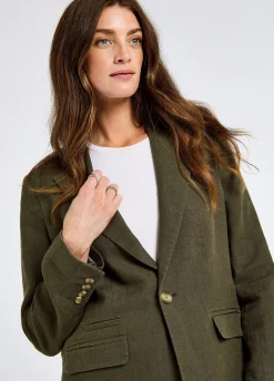 Avonlea Women’s Tailored Linen Jacket - Khaki