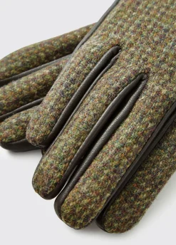 Ballycastle Ladies Tweed Leather Gloves - Heath