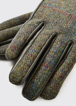 Ballycastle Ladies Tweed Leather Gloves - Hemlock