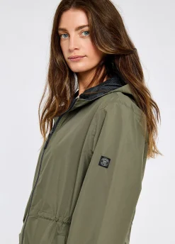 Brookside Women’s Hooded Rain Mac - Kelp
