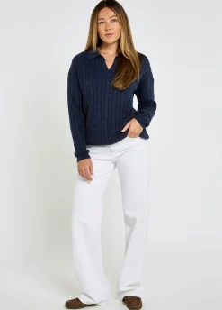 Brownville Women's Cable Knit Jumper - Navy