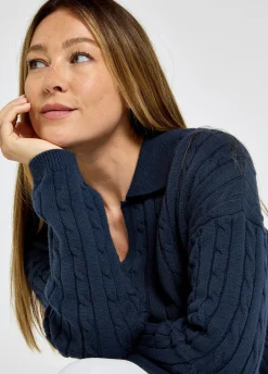Brownville Women's Cable Knit Jumper - Navy