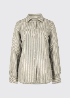 Butterfly Women’s Long Sleeve Linen Shirt - Khaki