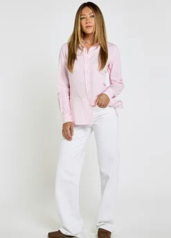 Butterfly Women’s Long Sleeve Linen Shirt - Pink