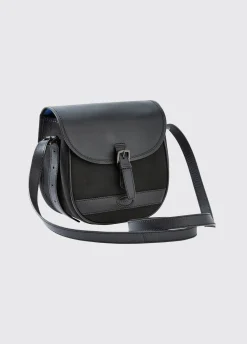 Clara Ladies Leather Saddle bag - Black