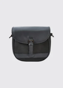 Clara Ladies Leather Saddle bag - Black
