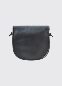 Clara Ladies Leather Saddle bag - Black