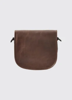 Clara Ladies Leather Saddle bag - Navy/Brown