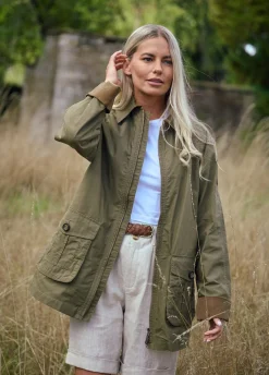 Delaney Women's Wax Cotton Utility Jacket - Dusky Green