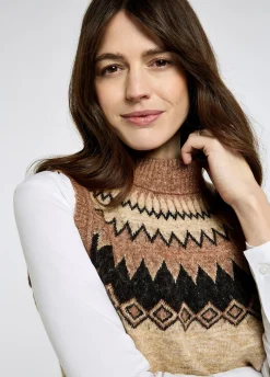 Doyle Women's Fair Isle pattern vest - Oat Multi