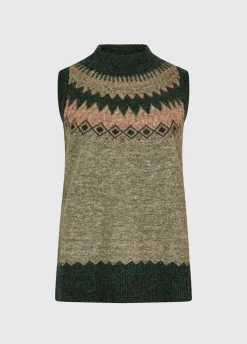 Doyle Women's Fair Isle pattern vest - Olive Multi