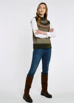Doyle Women's Fair Isle pattern vest - Olive Multi