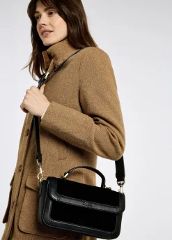 Eadestown Structured handbag in suede and leather - Black
