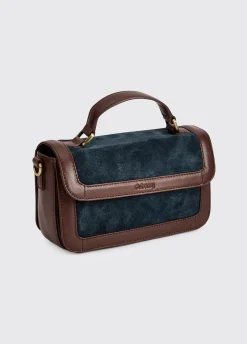 Eadestown Structured handbag in suede and leather - Navy