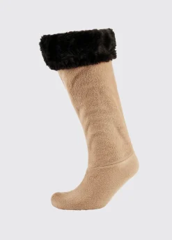 Faux Ladies Fur Boot Liners - Black