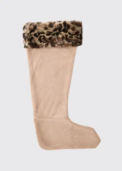 Faux Ladies Fur Boot Liners - Leopard