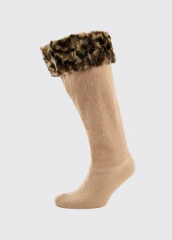 Faux Ladies Fur Boot Liners - Leopard
