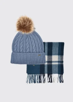 Foley Matching hat and scarf gift set - Indigo