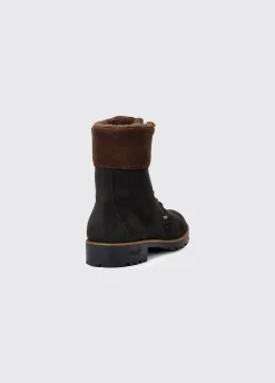 Glengarriff Ladies Fur Lined Laced Ankle Boot - Black