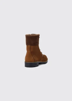 Glengarriff Ladies Fur Lined Laced Ankle Boot - Walnut