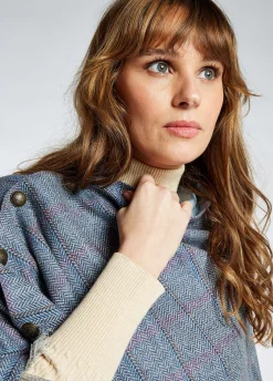 Hazelwood Tweed Poncho - Denim Haze