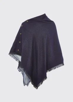 Hazelwood Tweed Poncho - Navy