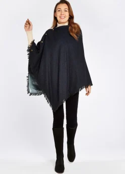 Hazelwood Tweed Poncho - Navy