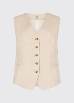 Killaloe Women's Linen Wasitcoat - Oatmeal
