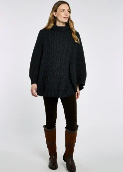 Kilronan Women’s Merino Poncho - Charcoal