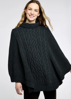 Kilronan Women’s Merino Poncho - Charcoal