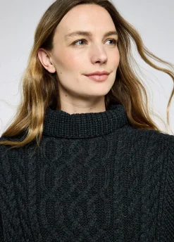 Kilronan Women’s Merino Poncho - Charcoal