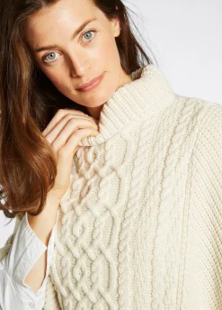 Kilronan Women’s Merino Poncho - Cream