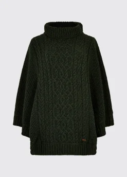 Kilronan Women’s Merino Poncho - Olive