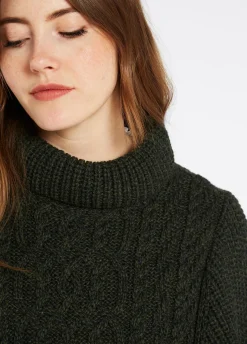 Kilronan Women’s Merino Poncho - Olive