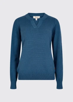 Kiltartan Women’s textured knitted sweatshirt - Indigo