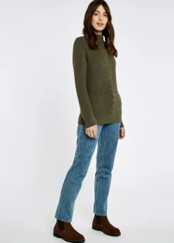 Lennon Women's sweater with mock neck - Dusky Green