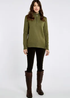 Markham Women's zip neck sweater - Dusky Green