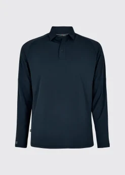 Piraeus Men's Long Sleeve Technical Polo - Navy