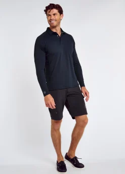 Piraeus Men's Long Sleeve Technical Polo - Navy