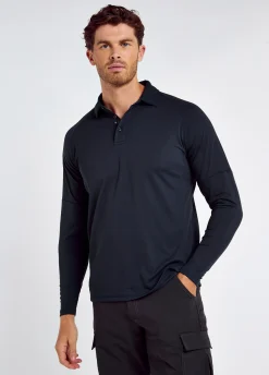 Piraeus Men's Long Sleeve Technical Polo - Navy