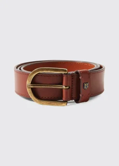 Porthall Mens Leather Belt - Chestnut