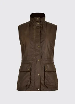 Rathsallagh Women's wax cotton gilet - Café