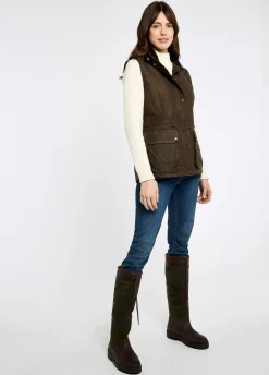Rathsallagh Women's wax cotton gilet - Café