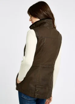 Rathsallagh Women's wax cotton gilet - Café