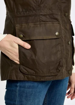Rathsallagh Women's wax cotton gilet - Café