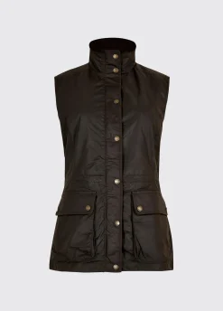 Rathsallagh Women's wax cotton gilet - Verdigris