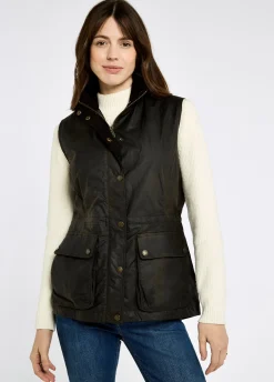 Rathsallagh Women's wax cotton gilet - Verdigris