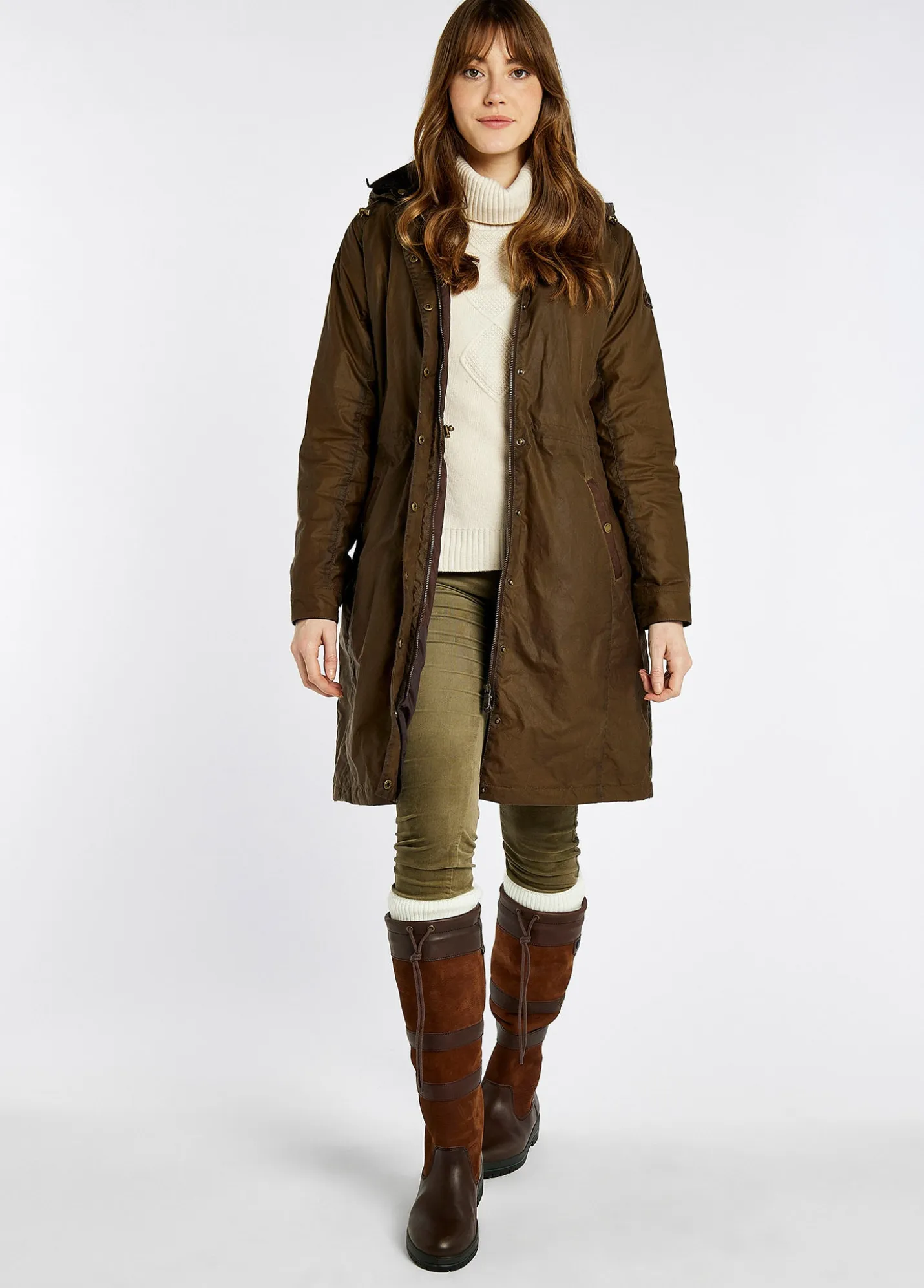 Redington Ladies Long Wax Coat - Ginger