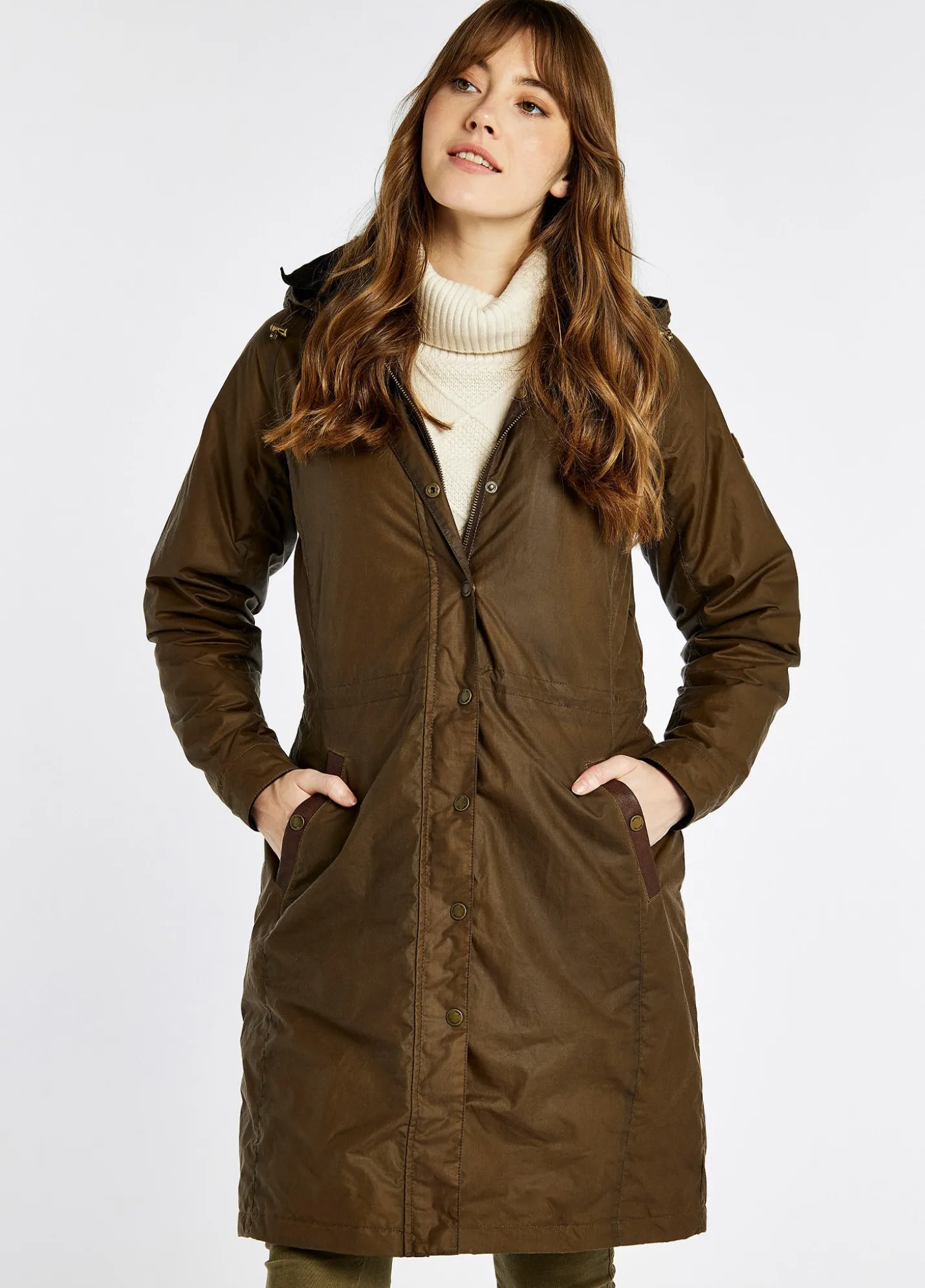 Redington Ladies Long Wax Coat - Ginger